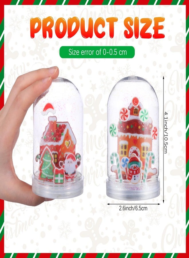 Yuntau 12 Set Christmas Gingerbread House Snow Globe Craft Kit for Kids Make Your Own Gingerbread House Snow Globes Holiday Glitter Making Kit Plastic DIY Kit for Home Activities - Image 2